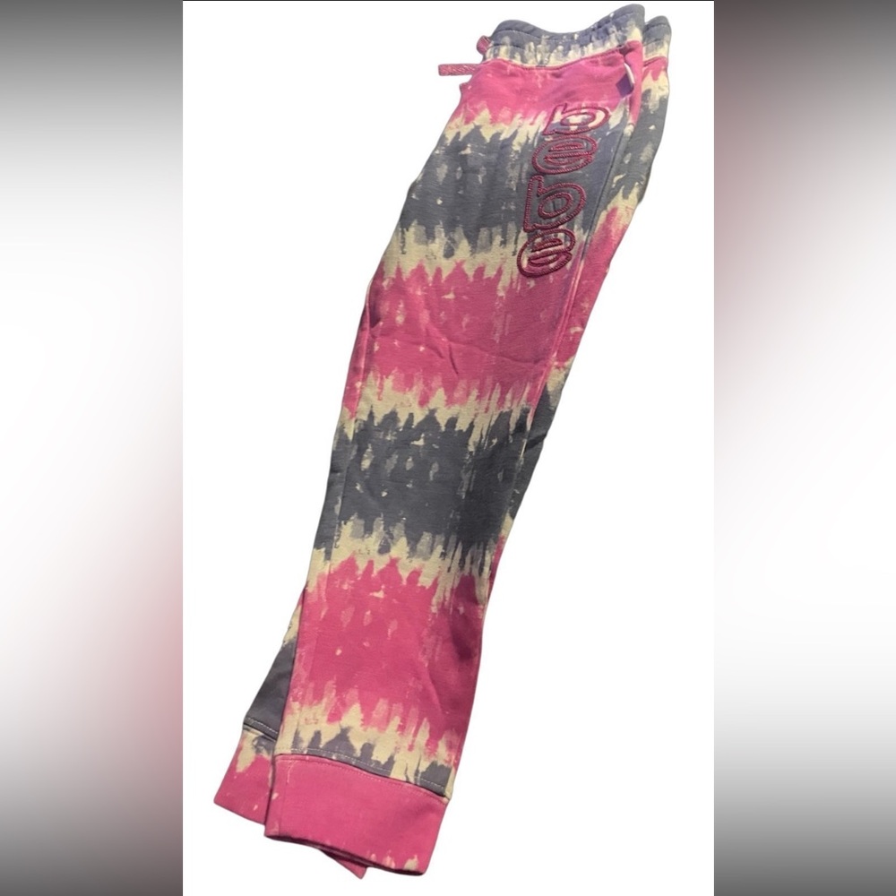 Girls Bebe Pink & Gray tie-dye Joggers • School • Gift • Gym